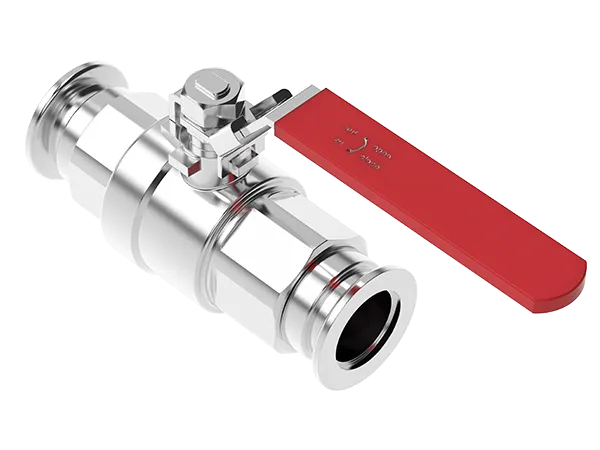 Produktfoto: Kugelhahn Edelstahl mit ISO-KF Flanschen an beiden Seiten.