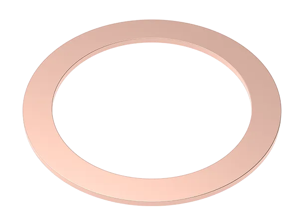 Product photo: Flat copper ring used as a sealing washer for CF vacuum connections.  