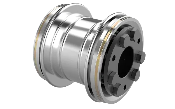 Produktfoto: Metallbalgkupplung, beidseitig Konus-Klemmnaben mit Schrauben aus Stahl, ein gerader Metallbalg aus Edelstahl