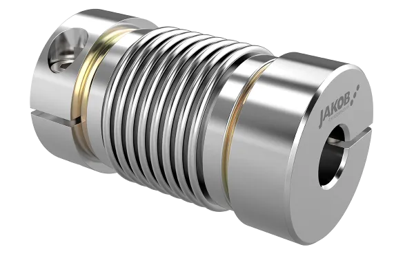 Product photo: Miniature metal bellows coupling, aluminium clamping hubs on both sides, with screws, one metal bellows made of stainless steel