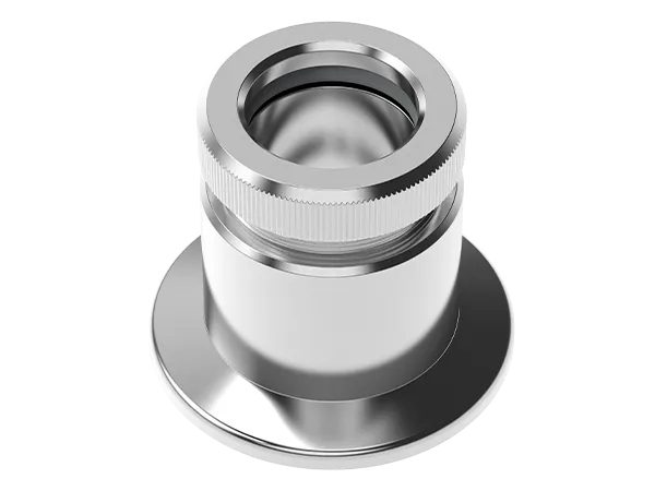 Product photo: Small flange adapter with compression fitting, suitable for securely fastening glass and metal pipes.