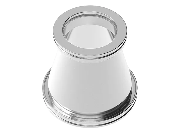 Produktfoto: konisches Reduzierstück ISO-K Edelstahl, verwendet bei Verbindung von Flanschen mit unterschiedlichen Größen. 