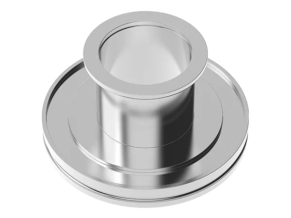 Produktfoto: Rohrstück Edelstahl mit jeweils einem KF und einem ISO-K Flansch. 