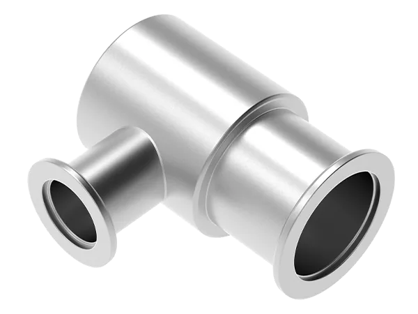 Produktfoto: Ein KF-Winkelstück 90° Edelstahl zur Verbindung von zwei unterschiedlichen Flanschgrößen.