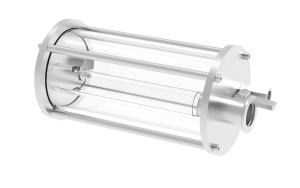 Produktfoto: Zylindrischer Behälter Acryl mit zwei ISO-KF der Kondensat abscheidet. 